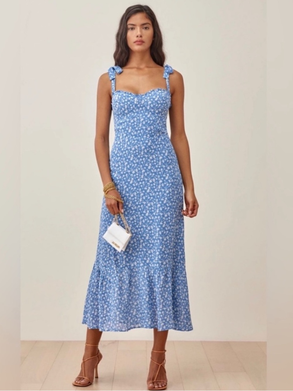 REFORMATION Nikita Marie Blue/White Ditzy Floral Maxi dress, Size 2